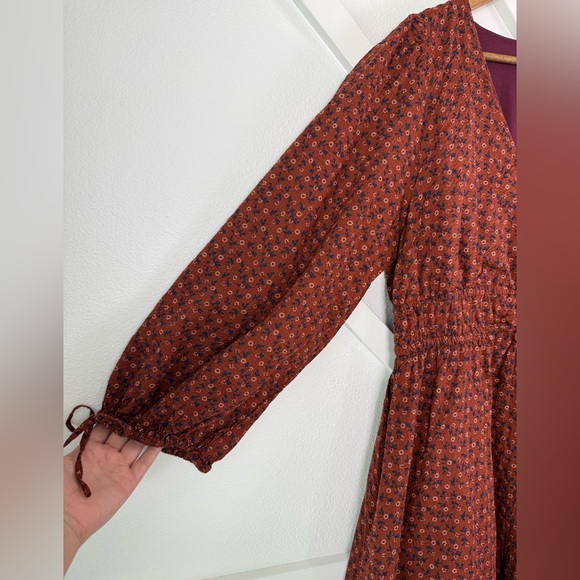 Madewell Sophia Tie-Front Midi Dress in Teaberry Floral Size XXL Fall Autumn - Picture 3 of 11